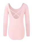 Girls Ballet Leotard for Dance Toddler Gymnastics Leotards Long Sleeve Bodysuit Outfits 6-8 Years Pink