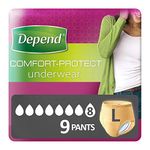 Depend Comfort Protect Incontinence Pants for Women, Large - 9 Pants