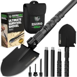 Rhino USA Pala Multifunzione Sopravvivenza con Piccone Super Resistente Pala Militare all Acciaio al Carbonio Pala Campeggio, Giardinaggio Spiaggia Sabbia Fango e Neve