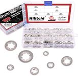 Hilitchi 180 Piece 304 Stainless Steel Internal Tooth Starlock Washers Quick Speed Locking Washers Push On Speed Clips Fasteners Assortment Kit - 7 Size