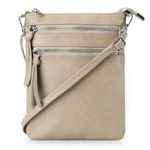 befen Small Crossbody Purse for Women, Shoulder Bag Tripple Zipper Purse for Casual Travel (Vintage Pale Beige)