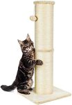 PAWSCRAT Cat Scratching Post 32 Inch High, 5.5 Inch Large Diameter Natural Sisal Cat Scratch Post, Scratch-Resistant and Durable Tall Cat Scratcher for Indoor Cats, Protect Your Furniture, Beige