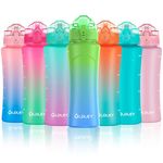 OLDLEY 450ml/15oz Kids Water Bottle with Straw Childrens Boys Girls Toddler Reusable Drink Bottles with Times Markings for School Home Camping Outdoor Sports BPA Free Leakproof Durable