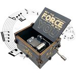 PATPAT® Wooden Star Wars Music Box Hand Crank Music Box Wooden Music Box Gift Vintage May The Force Be with You Engraved Music Box Kids Toy Desk Decoration