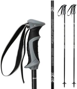 Zipline Lollipop 14.0 Graphite Carbon Composite Ski Poles – Lightweight Ergonomic Grip, Vibration Dampening, Groomers and Freestyle. Choice of Olympic Skiers (Black Carbon Weave, 46" in./117 cm)