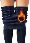 Klassik | Since 1993 | Women/Girls Comfort Fleece Footed Fur Leggings (Without Socks) | Winter Wear Extra Warm, Woolen High Waisted Lined Thigh Highs | Slim Fit Pyjamas, Navy Blue-3XL