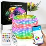 20m/66ft RGB-IC 200 LED Fairy String Lights Multicolor App & Remote Control smart Rope lights USB Powered, Timer Music Sync DIY Halloween Decor Tree Lights for Indoor/Outdoor/Garden/Xmas Decoration