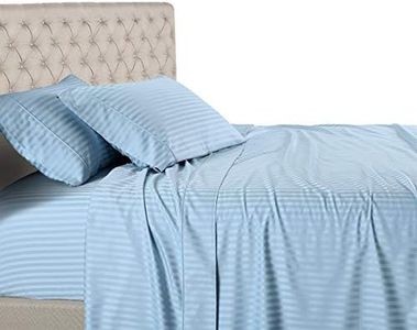 Royal Hotel Split-King: Lenzuola King Regolabili 5PC Stripe Blue 100% Cotone 600 Fili, Tasca Profonda