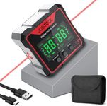 JUSTOOL USB Charging Digital Level Box Angle Finder with Laser, 4-side Strong Magnetic Angle Gauge IP54 Waterproof Inclinometer Level Angle Measurement Tool for Carpentry Building Masonry Automobile