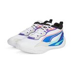 PUMA Men's Playmaker PRO Basketball Shoe, White-Team Violet, 10.5 UK