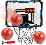 Mini Basketball Hoop：Indoor stand hanging door basketball set with setelectronic scoring LED display， Sport Toys Gifts for 5 6 7 8 9 10 11 12+ Year Old Boys- for use in bedrooms and game rooms