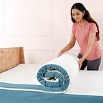 UrbanBed Swirl Gel Memory Foam Single Size Orthopaedic Mattress Topper | Waterproof Cover | Antiskid Bottom | 3 Body Zones for Optimal Support | 5 Years Warranty (78" x 36” x 2”) - White & Teal