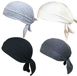 Gajraj Unisex Cotton Patka Skull Cap Bandana/Fashionable Helmet Liner/Head Cap (Pack of 4) (Black-Grey-White-Classic Grey)