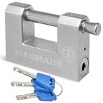 Magmaus® RTL80 [Never-Rust] Heavy Duty Shipping Container Padlock with 3 Keys - [High Security] - Weatherproof Outdoor Lock - [Stainless Steel] - Ideal for Shed, Chain, Gate, Garage