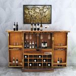 ROOTWOOD Sheesham Wood Bar Cabinet Rack with Wine Glass Storage & 1 Drawer for Wine Storage Cabinet Wooden (Mapple Honey)