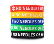 VNOX 5Pcs a Set Silicone NO NEEDLES OR BP THIS ARM Medical Alert ID Bangle Bracelet,7.5"