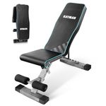Kayman Adjustable Weight Bench, 6 Back, 4 Seat, 3 Leg Levels, Workout EPE Foam Gym, PU -108x33x42-112cm, Foldable Fitness Bench for Home Gym, Compact Press, Exercises