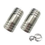 Metalwork 304 Stainless Steel Hose Barb Fitting Union Splicer Mender 32mm 1-1/4" Barbed x 1-1/4" Barbed W/ 2 Hose Clamps, Pack of 2