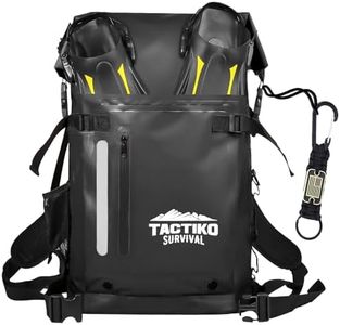 TACTIKO 30L Heavy-Duty 100% Waterproof Backpack - Equipment Pocket, Carabiner - Roll Top Floating Dry Bags (Jet Black)