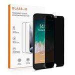 GLASS-M Privacy Screen Protector for iPhone 8 Plus and iPhone 7 Plus, 180 Degree Anti-Spy, [Not Full Cover] Tempered Glass Screen Protector