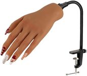 Nail Pratice Training Hand for Acrylic Nails with Stand Bracket,Soft Silicone Maniquin Hand, Flexible Bendable Nail Practice Fake Hand for Nails Art Practice Tool