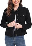 MISS MOLY Women's Denim Jackets Button Up Long Sleeve Basic Trendy Trucker Jackets Black M