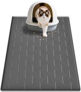 Pieviev Silicone Cat Litter Trapping Mat, 34''x22'' Large Cat Litter Mat, Easy to Clean & Soft on Kitty Paws, Waterproof Kitty Litter Pads for Indoor Cats, Dark Grey