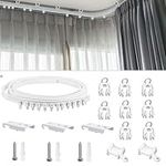 HAPYLY 1 Meter Flexible Plastic PVC Curtain Track Runner Rail Wall Ceiling Mounted Fixing Hooks Shower Curtains Room Divider with Instruction Mounting Accessories Include White (Top clamping)