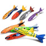 Novelty Place 8 Pack Torpedo Bandits Diving Toy Rockets - Swimming Pool Underwater Game for Kids and Adults - Shark Design 8 Colors