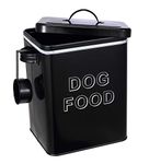 Pethiy airtight Dog Treat container bin and DOG Food Storage Tin with Lid With Handle |4-5 lbs Capacity | Serving Scoop Included -Black