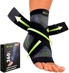 GARNO Ankle Compression Sleeve with Adjustable Straps, Arch Support Brace & Foot Stabilizer, Elastic Wrap for Plantar Fasciitis, Achilles Tendonitis Recovery, Sports Bandage Sock (Single); Men, Women