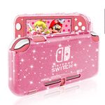 DLseego Pink Glitter Protective Case for Switch Lite, Bling Clear Crystal Soft TPU Cover with Shock-Absorption and Anti-Scratch Design, Cute Sparkle Shining Skin for Switch 2019 Version