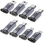 Jadebones USB C/Lighting to Micro USB Adapter, Type C/Micro USB to Lighting Converter, Micro USB/Lighting to USB C Extender, USB C/Micro USB to Mini USB Connector (8 Pack)