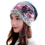 Alexvyan Pink Forest Design Ponytail Beanie Winter Cap Bandanas HeadWear Crochet Knit Cap Skull Beanies Warm Caps Female Knitted Stylish Hat for Women's Girls & Ladies Fashion,Free Size