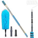 IGADPole 5m (17ft) Telescopic Extension Pole, Microfiber Duster, Acme Connector and Paint Roller Adapter