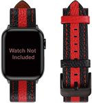 Zitel® Leather Bands Compatible with Apple Watch 41mm 40mm 38mm Band Men Women, for iWatch Series SE2/8/7/6/5/4/3/2/1/SE Genuine Leather Wristband Replacement Straps - Black/Red