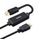 Active 4K HDMI to Displayport 1.2 Converter Adapter Cable 6FT/1.8M, BolAAzuL HDMI Source to DisplayPort Monitor Cable Unidirectional HDMI 1.4 Male to DP 1.2 Male -AHDPC