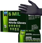 Inspire Black Nitrile Gloves HEAVY DUTY 6 Mil Nitrile Chemical Resistant Medical Cooking Cleaning Disposable Black Gloves (XXL, 1000, Count)