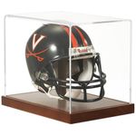 JupDec Mini Helmet Display Case, Acrylic Clear 1/2 Football Baseball Helmet Showcase, UV Protection Souvenirs and Collectibles Box with Solid Wood Base & Riser, Ideal Gift for Sports Enthusiast