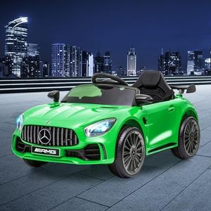 Kids Ride On Car 12V Battery Electric Toys Parents Remote Control Licensed Music LED Lights Safety Belt Children Outdoor (Green)