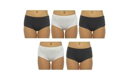 Womens Midi Briefs 5 Pack Black White Size 12