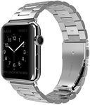 U191U Metal Bands Compatible with Apple Watch Band 41mm 40mm 38mm, Dressy Stainless Steel Chain Strap for Men iWatch Series Ultra/Ultra2/9/8/7/6/5/4/3/2/1 SE, Silver