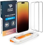 Power Theory compatible with iPhone 16 Screen Protector Shatterproof Tempered Glass, 2 Pack, Easy installation, 99.99% HD Clear, Bubble Free, Case Friendly, Anti-Scratch, Anti-Smudge