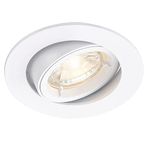 CAST Recessed Lighting - Mains Powered LED Spot Lights Downlights for Ceiling - IP20 Rated GU10 Fitting for Halogen or LED - Matt White Finish, Adjustable Tilt Version