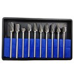 Oscar Carbide Rotary Burrs, 10 Pcs Tungsten Steel Rotary Burr Set, Diamond Grinding Shank Set