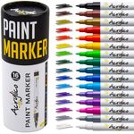 Paint Pens for Rock Painting, Stone, Ceramic, Glass, Wood. Set of 16 Acrylic Paint Markers Extra-FineTip Art Supplies for Adults & Kids Arts Craft Kit for Scrapbooking & Drawing