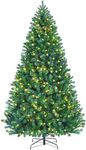 Miss Rui Christmas Tree 2.4m Artificial 1250 Branch Tips Easy Assembly Fake LED Xmas Tree for Christmas Decorations Holiday Party Gift Home Garden Decor Green