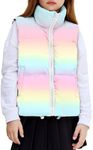 Arshiner Girls Puffer Vest Stand Collar Winter Zipper Lightweight Sleeveless Outwear Puffy Outfits Kid Clothes Pink Ombre 10-11