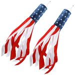 HOOSUN 40 Inch American Flag Windsock Outdoor Embroidered Stars & Stripes USA Flags Patriotic Decorations Fade Resistant USA Decorations(2 Pack)-Windsock Outdoor Hanging
