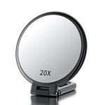 Beautifive Hand Mirror with Handle 20X/1X, Double Sided Magnifying Make up Mirror with Stand, Foldable Hand Held Compact Mirror for Makeup, Portable Travel Makeup Mirror for Women